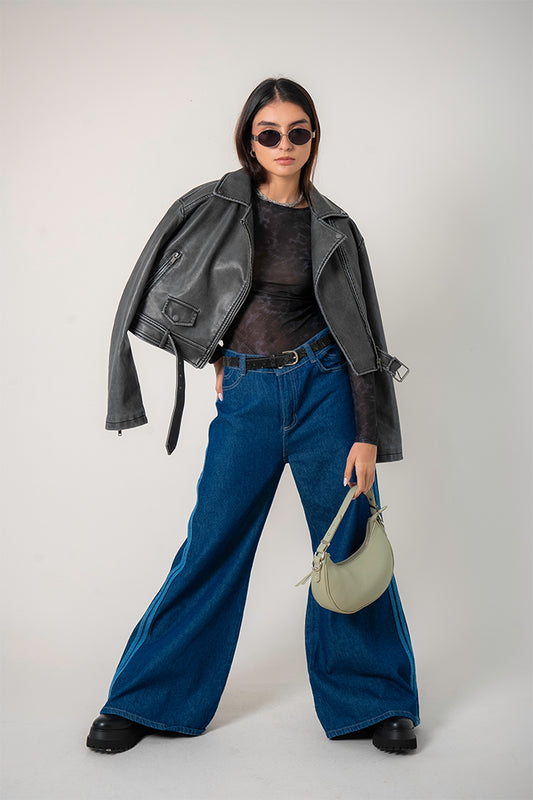 24 CHAQUETA BIKER EFECTO PIEL DESGASTADO