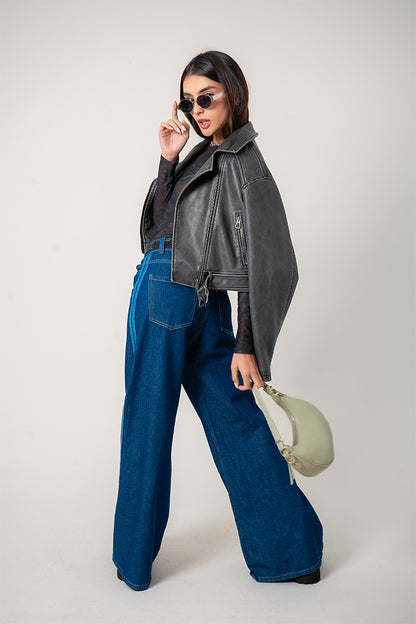 24 CHAQUETA BIKER EFECTO PIEL DESGASTADO