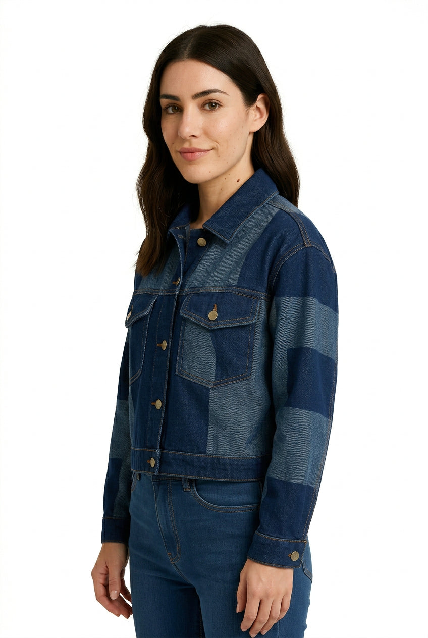 CHAQUETA CORTA DENIM PATCHWORK 7130