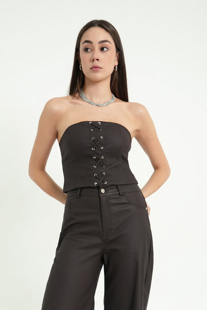 CORSE LACE UP EFECTO PIEL 7301