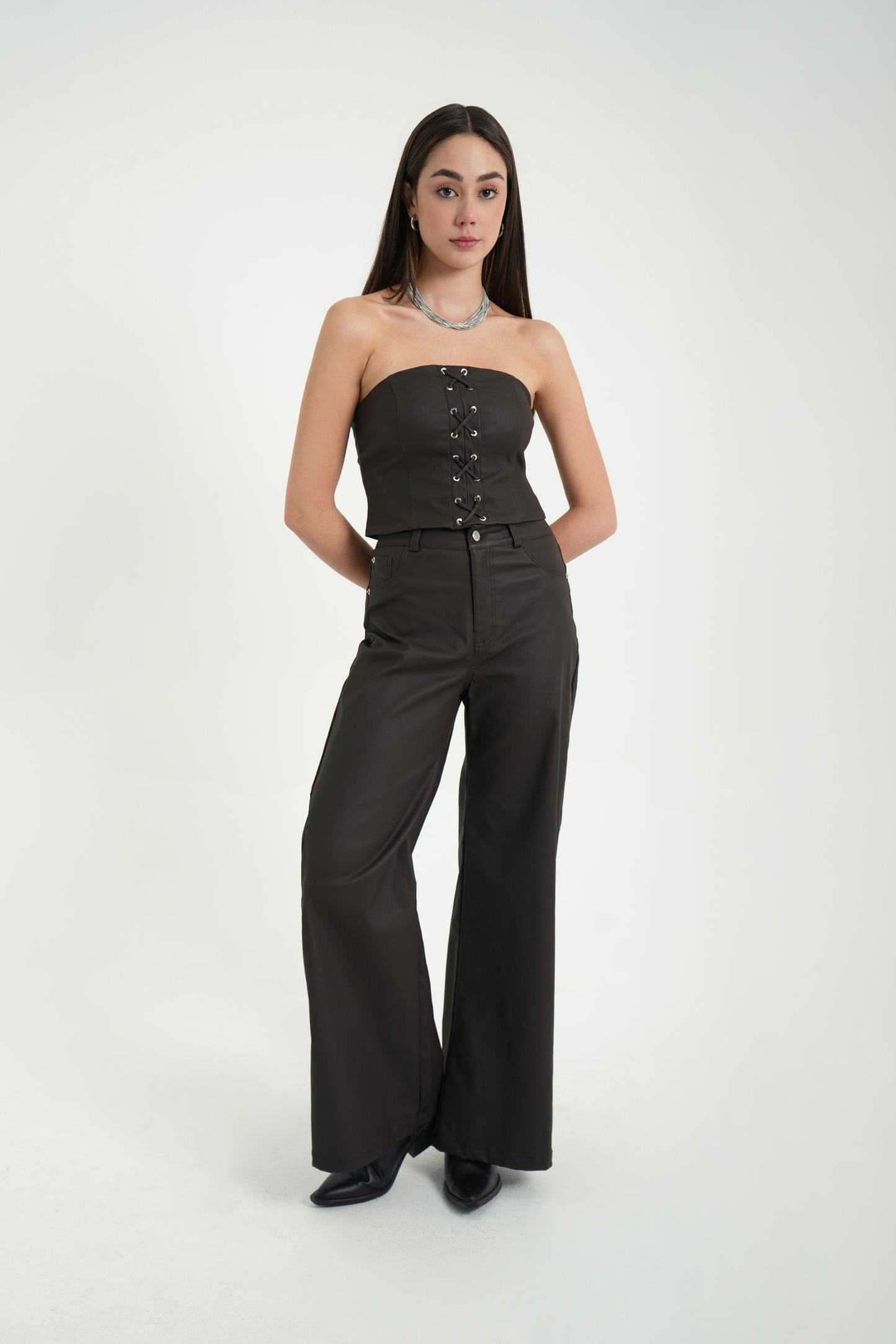 CORSE LACE UP EFECTO PIEL 7301