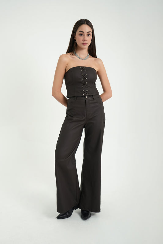 CORSE LACE UP EFECTO PIEL 7301