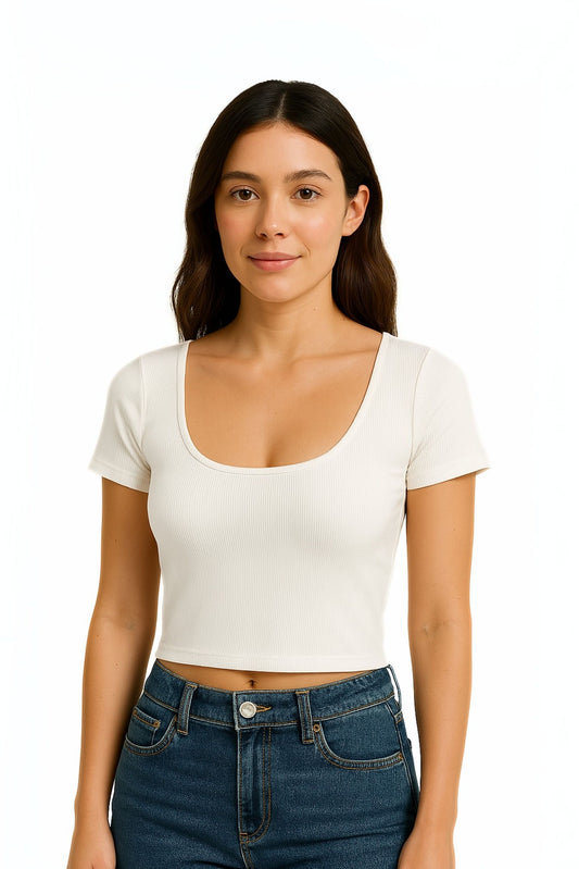 CROP TOP MANGA CORTA MUSSOLINI