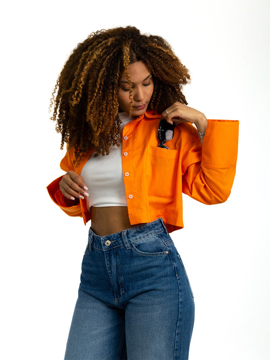 CAMISA CROP VIRGINIA NARANJA