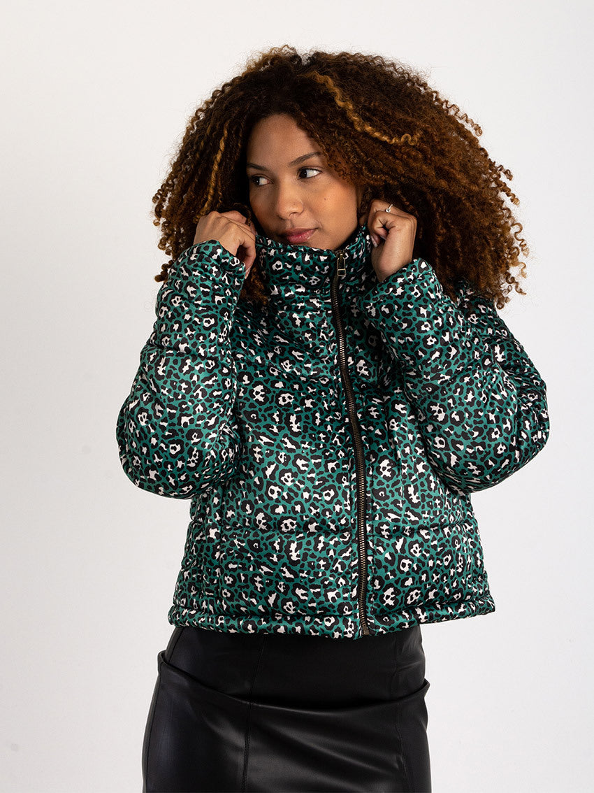 CHAQUETA PUFFER ANIMAL CLOE VERDE