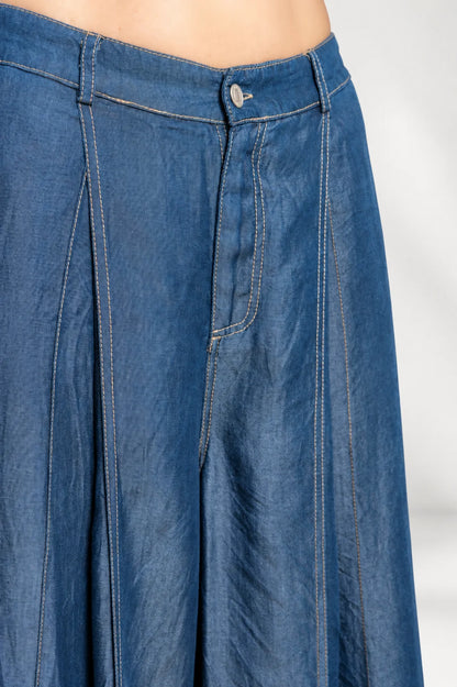 PANTALON WIDE LEG CHAMBRAY G-C 8048
