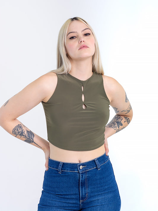 CROP TOP FELICE VERDE OLIVA