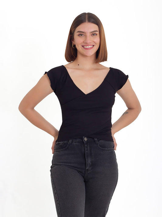 CROP TOP RIB VICKI  NEGRO
