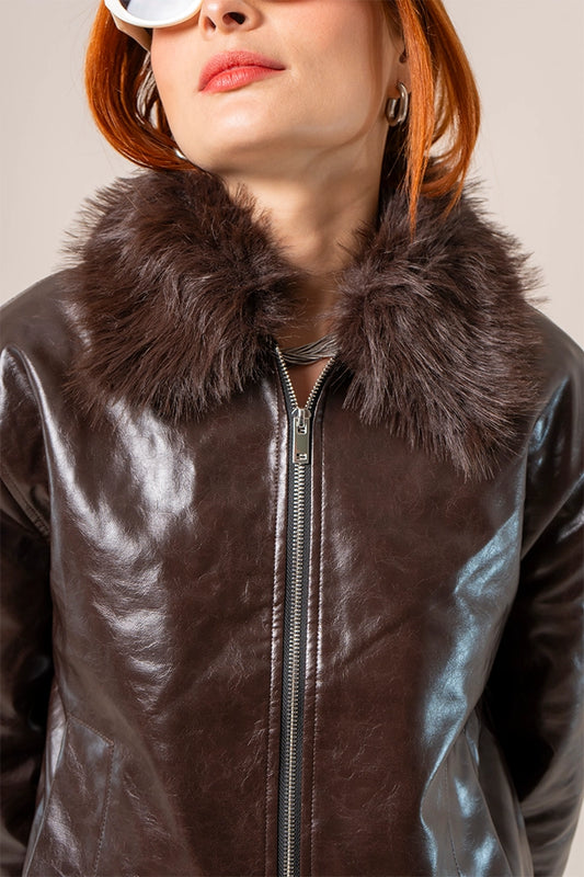 CHAQUETA EFECTO PIEL 8748.