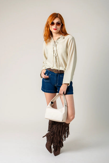 CAMISA LACE UP G-C 8294.