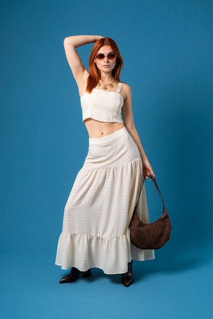 FALDA LARGA FLUIDA TEXTURA G-C 8240.