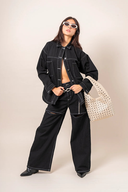 JEANS WIDE LEG CUT OUT R-M 8345.