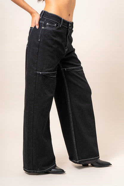JEANS WIDE LEG CUT OUT R-M 8345.