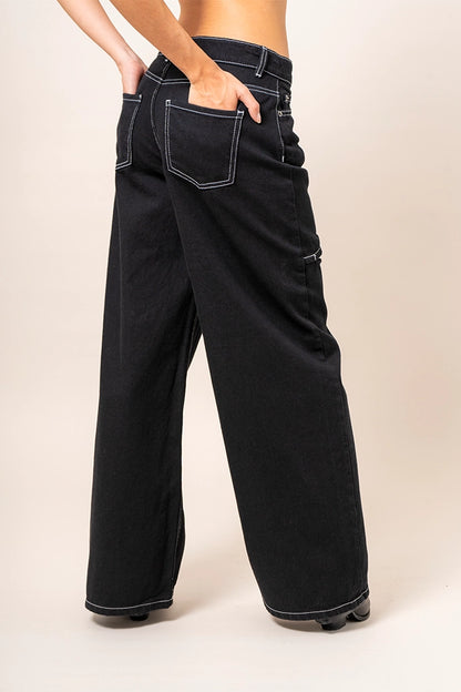 JEANS WIDE LEG CUT OUT R-M 8345.