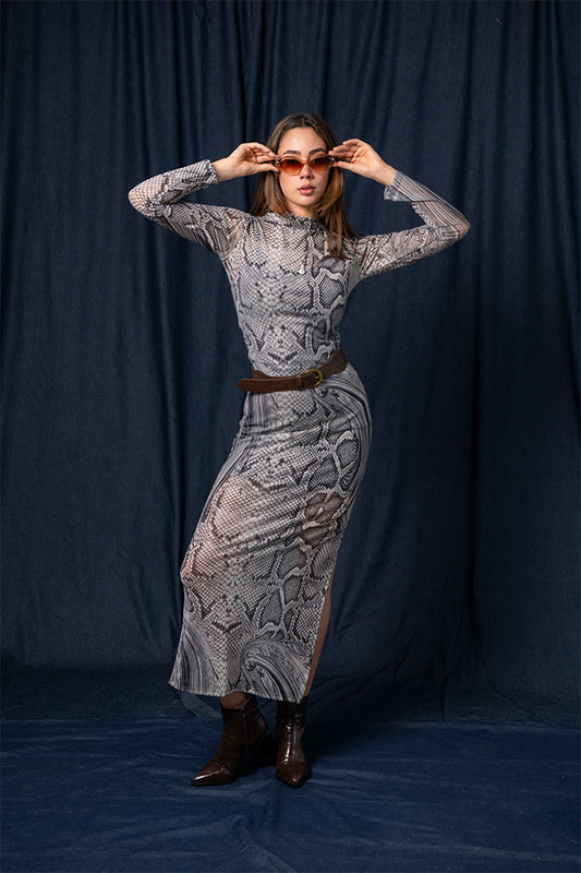 BH VESTIDO LARGO MESH SNAKE 8149