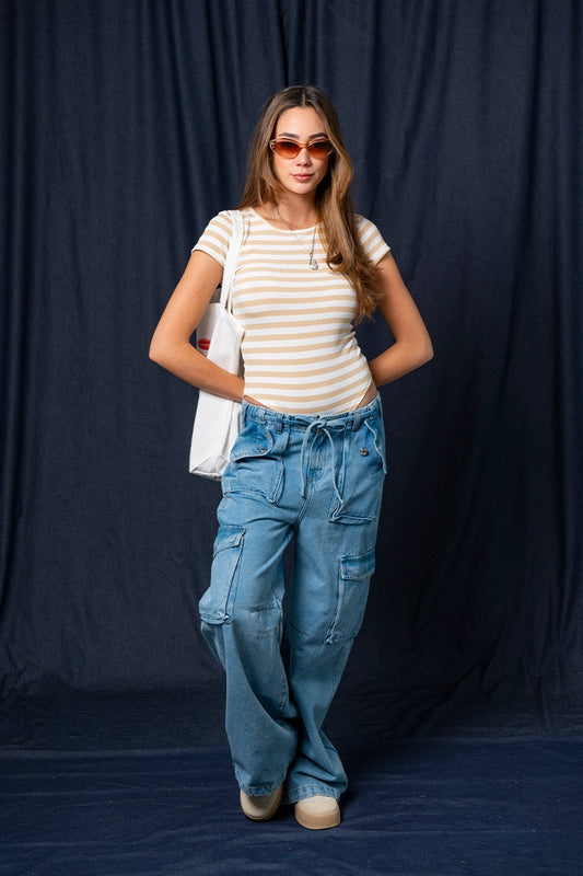 JEANS CARGO CINTURA AJUSTABLE 7270