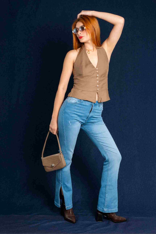 JEANS FLARE SLIT TESTI