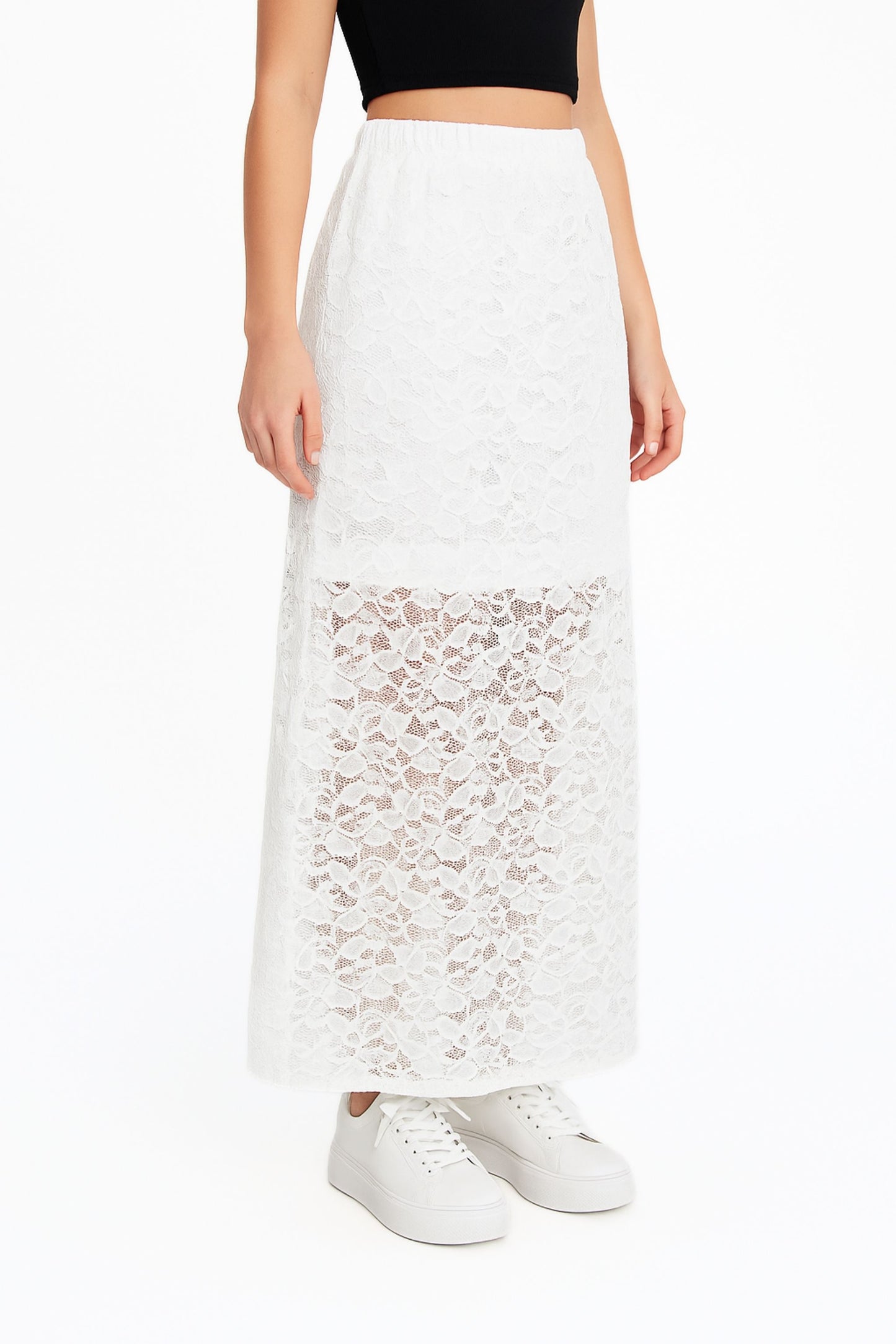 FALDA MIDI ENCAJE 7246