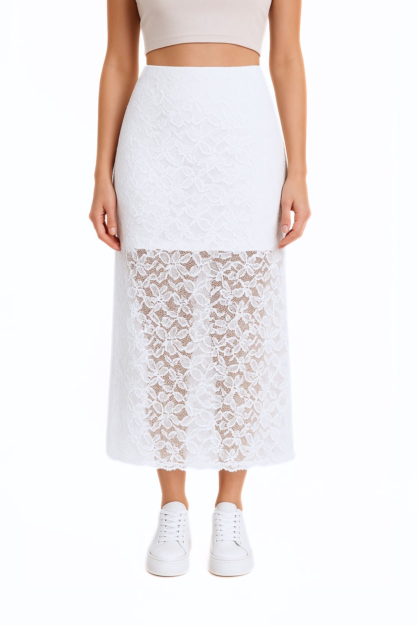 FALDA MIDI ENCAJE 7246