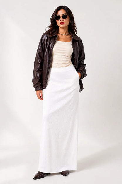 FALDA SATIN PLISADA B-M 8412