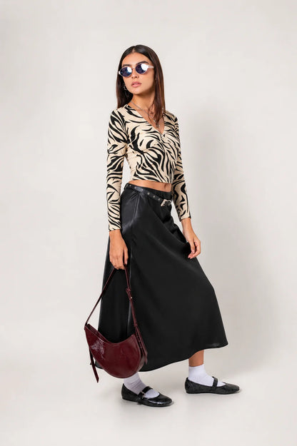 FALDA MIDI SATIN B-M 8557
