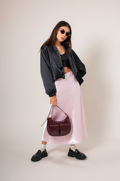 FALDA MIDI SATIN B-M 8557