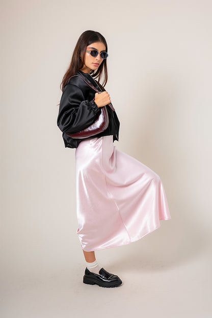 FALDA MIDI SATIN B-M 8557