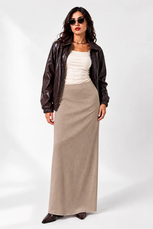 FALDA SATIN PLISADA B-M 8412