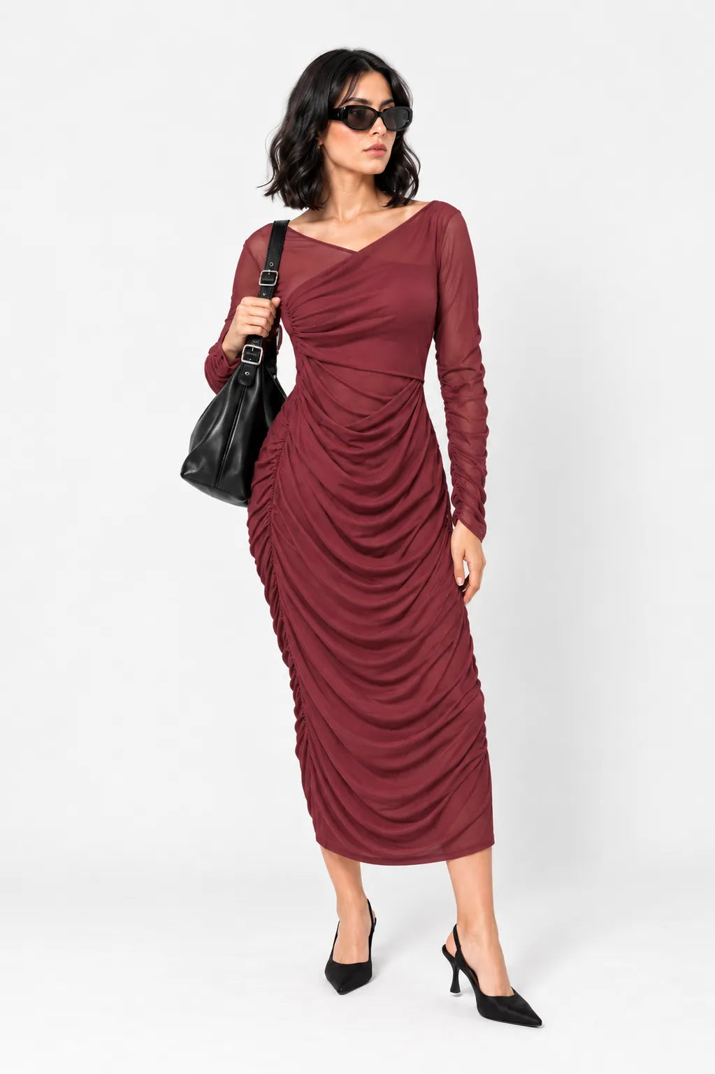 VESTIDO MANGA LARGA MESH B-M 8622
