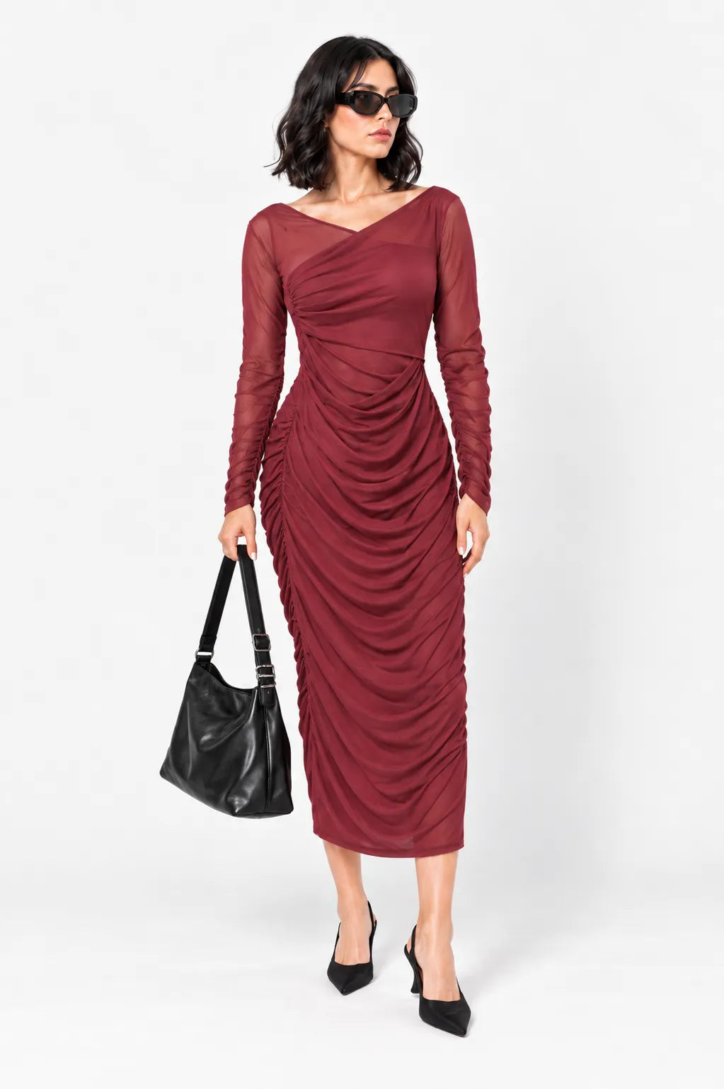 VESTIDO MANGA LARGA MESH B-M 8622