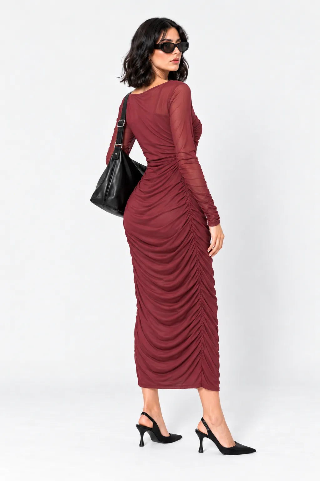 VESTIDO MANGA LARGA MESH B-M 8622