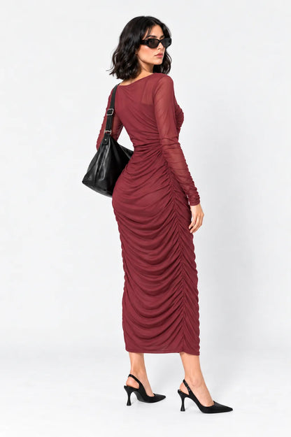 VESTIDO MANGA LARGA MESH B-M 8622