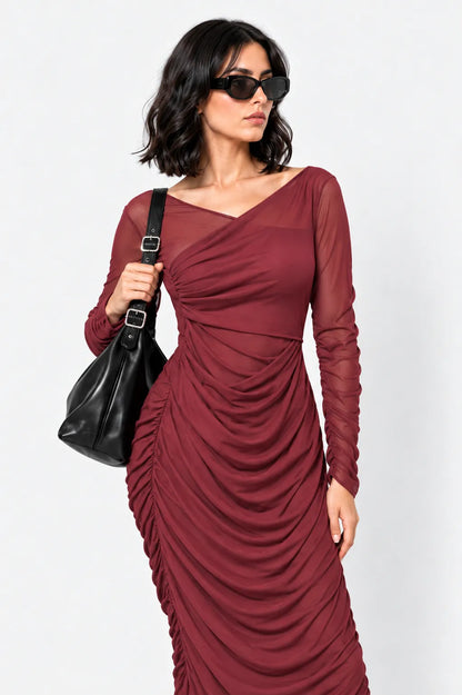 VESTIDO MANGA LARGA MESH B-M 8622
