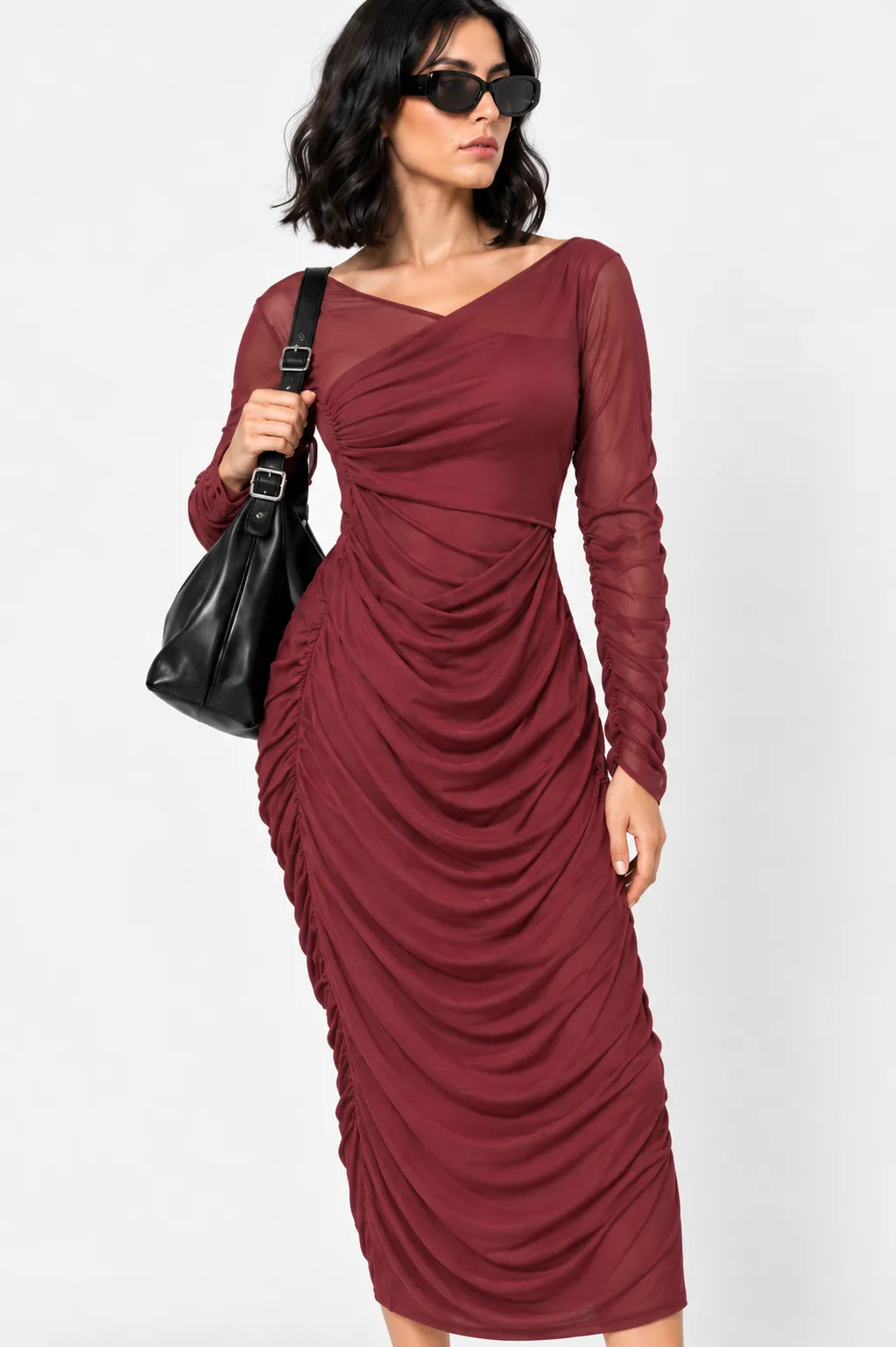 VESTIDO MANGA LARGA MESH B-M 8622