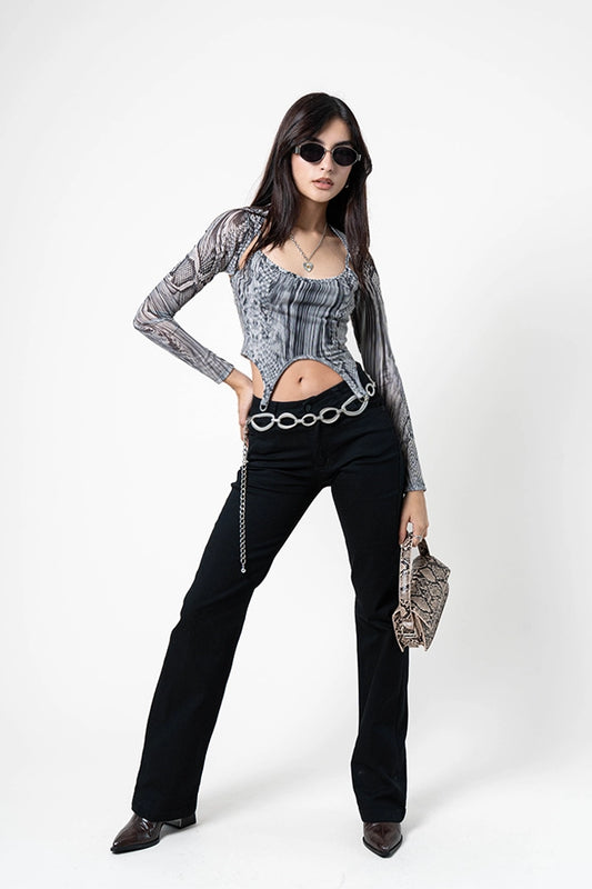 JEANS FLARE MIDE RISE G-M 8320.