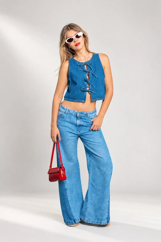 JEANS WIDE LEG CONTRASTE G-M 7624