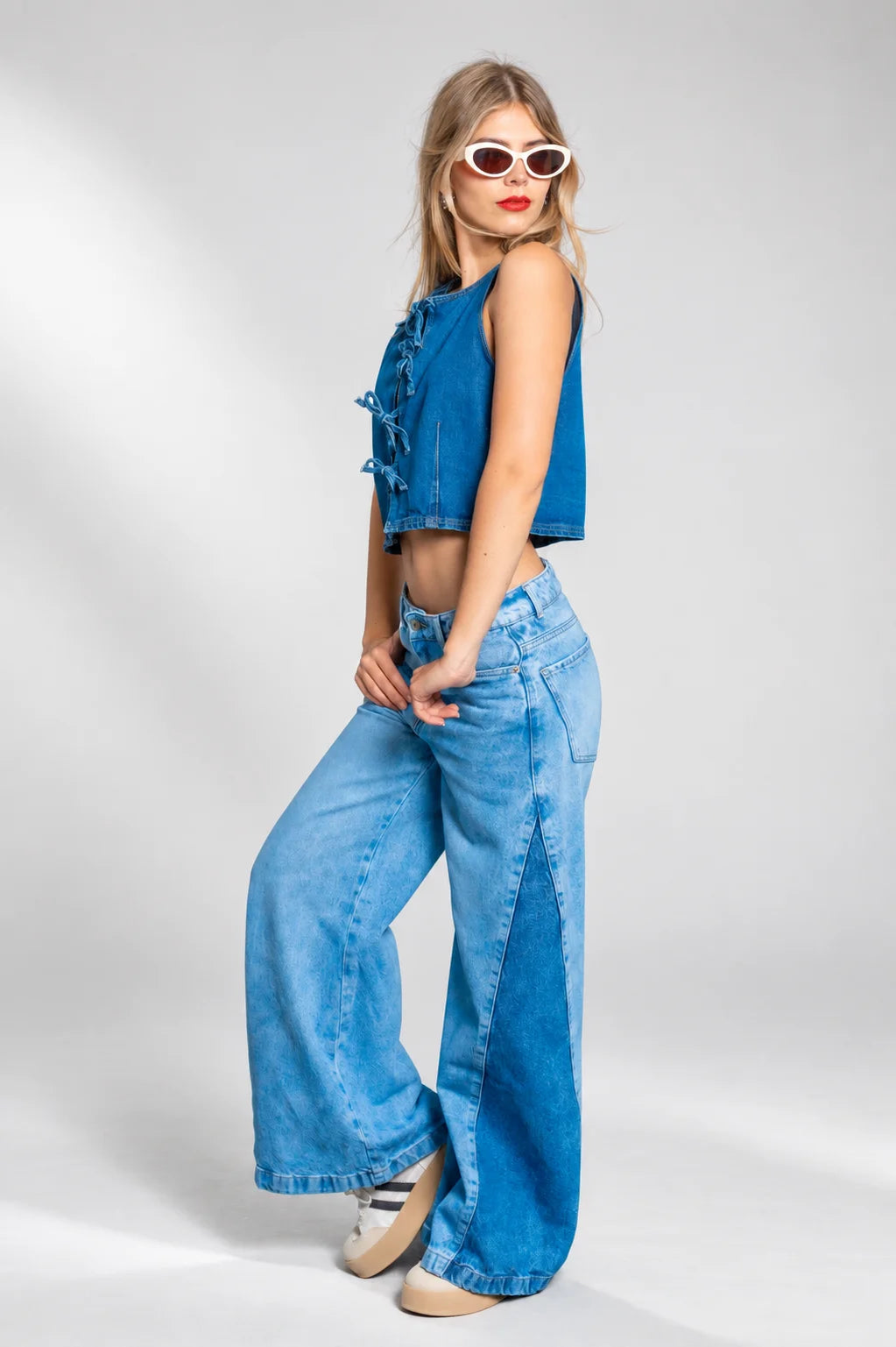 JEANS WIDE LEG CONTRASTE G-M 7624