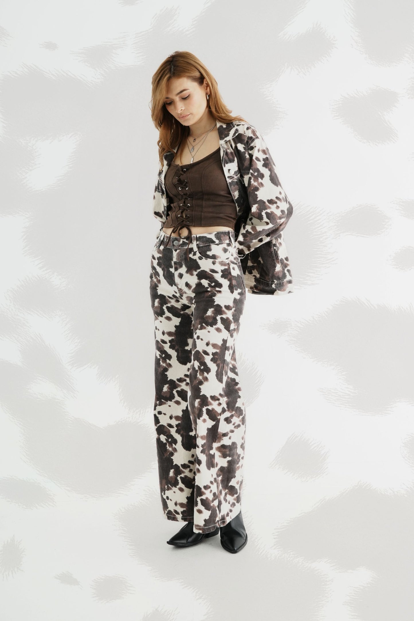 JEANS WIDE LEG COW PRINT 7368