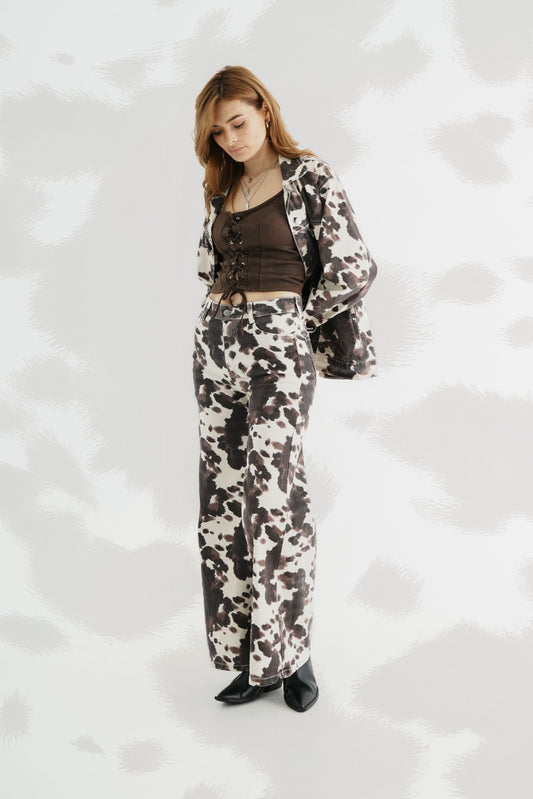 JEANS WIDE LEG COW PRINT 7368