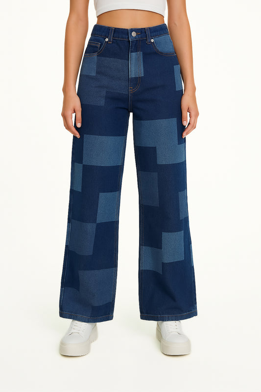 JEANS WIDE LEG PATCHWORK 7131