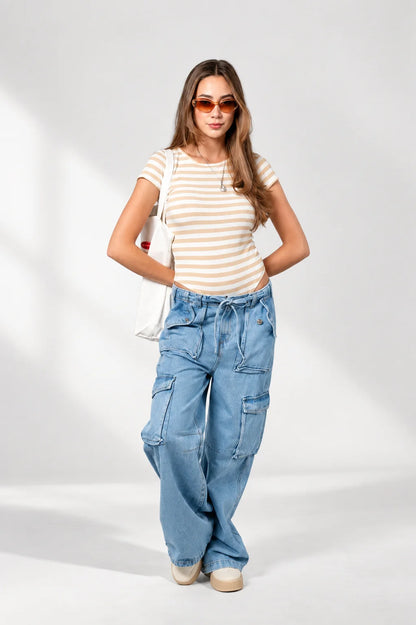 JEANS CARGO CINTURA AJUSTABLE 7270