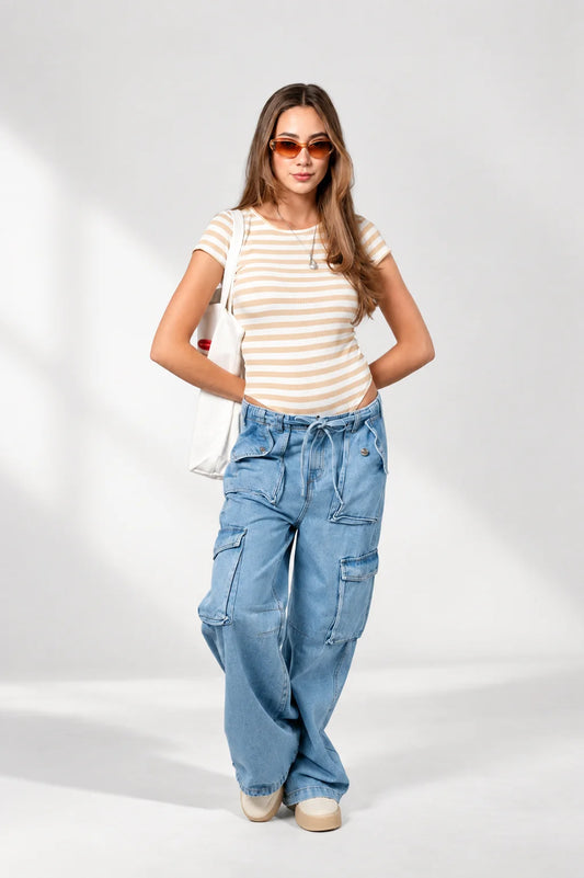 JEANS CARGO CINTURA AJUSTABLE 7270