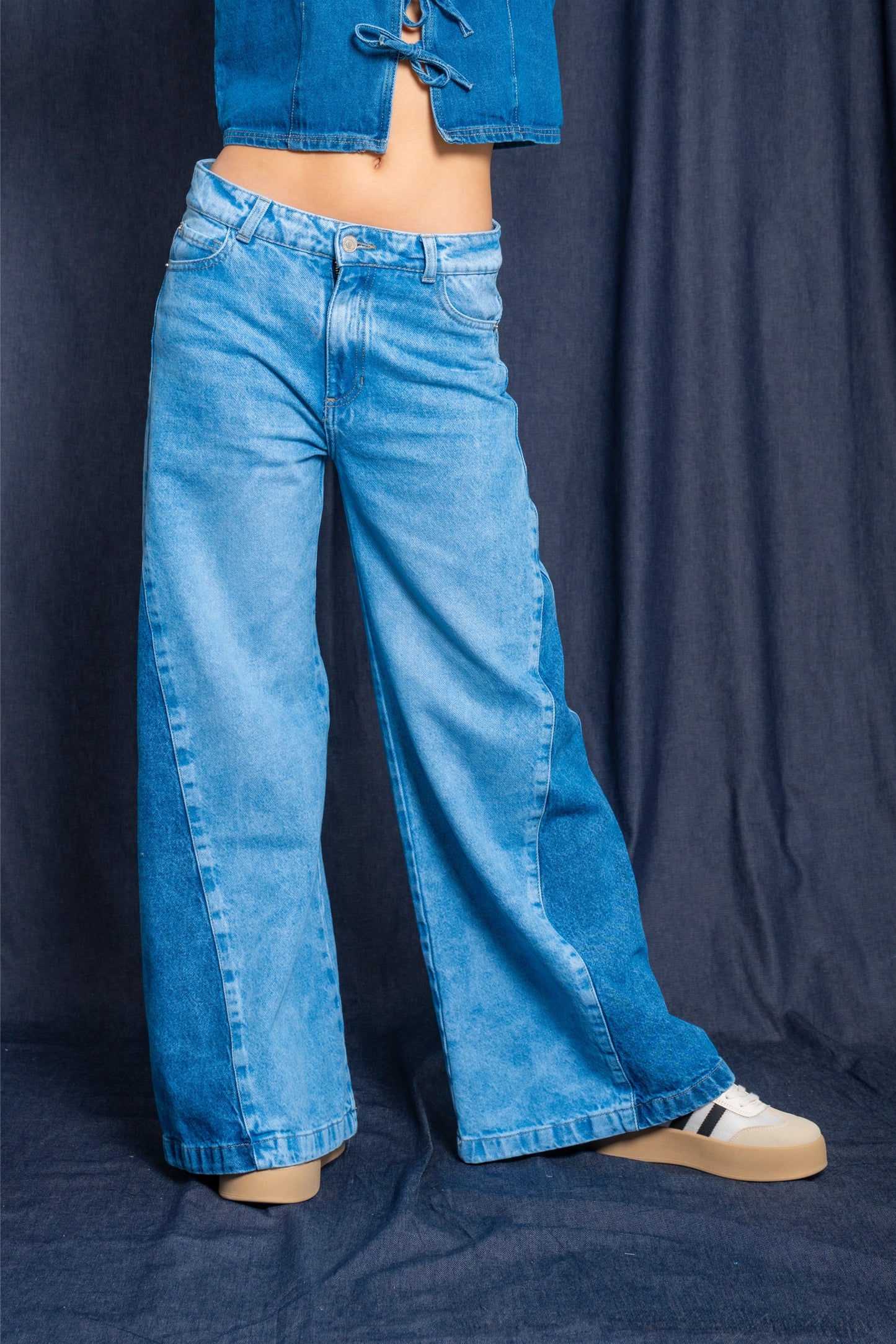 JEANS WIDE LEG CONTRASTE G-M 7624