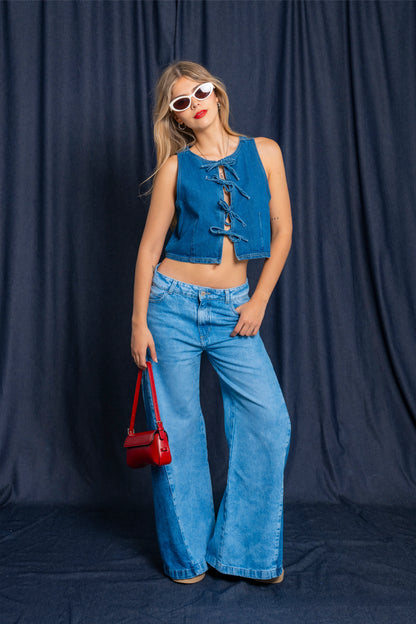JEANS WIDE LEG CONTRASTE G-M 7624