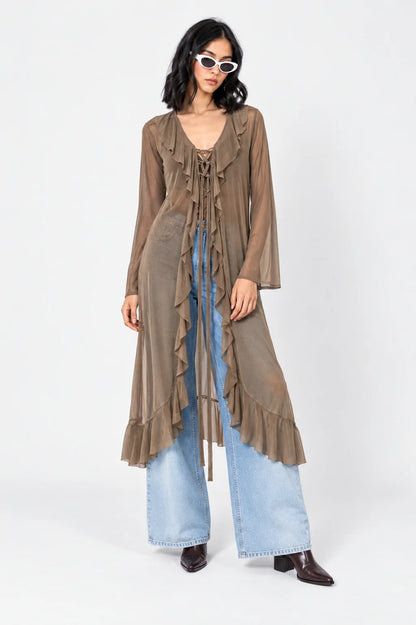 KIMONO LACE UP MESH G-F 8629