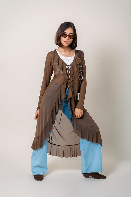 KIMONO LACE UP MESH G-F 8629