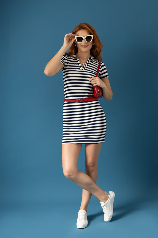 VESTIDO CORTO RAYAS T-C 8268.