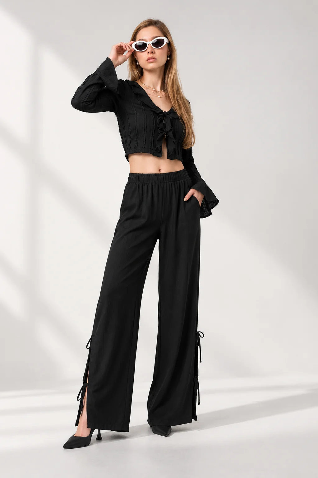 PANTALON FLUIDO LACE UP G-C 7255