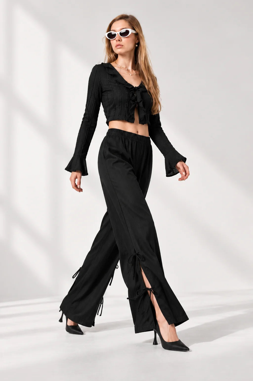 PANTALON FLUIDO LACE UP G-C 7255