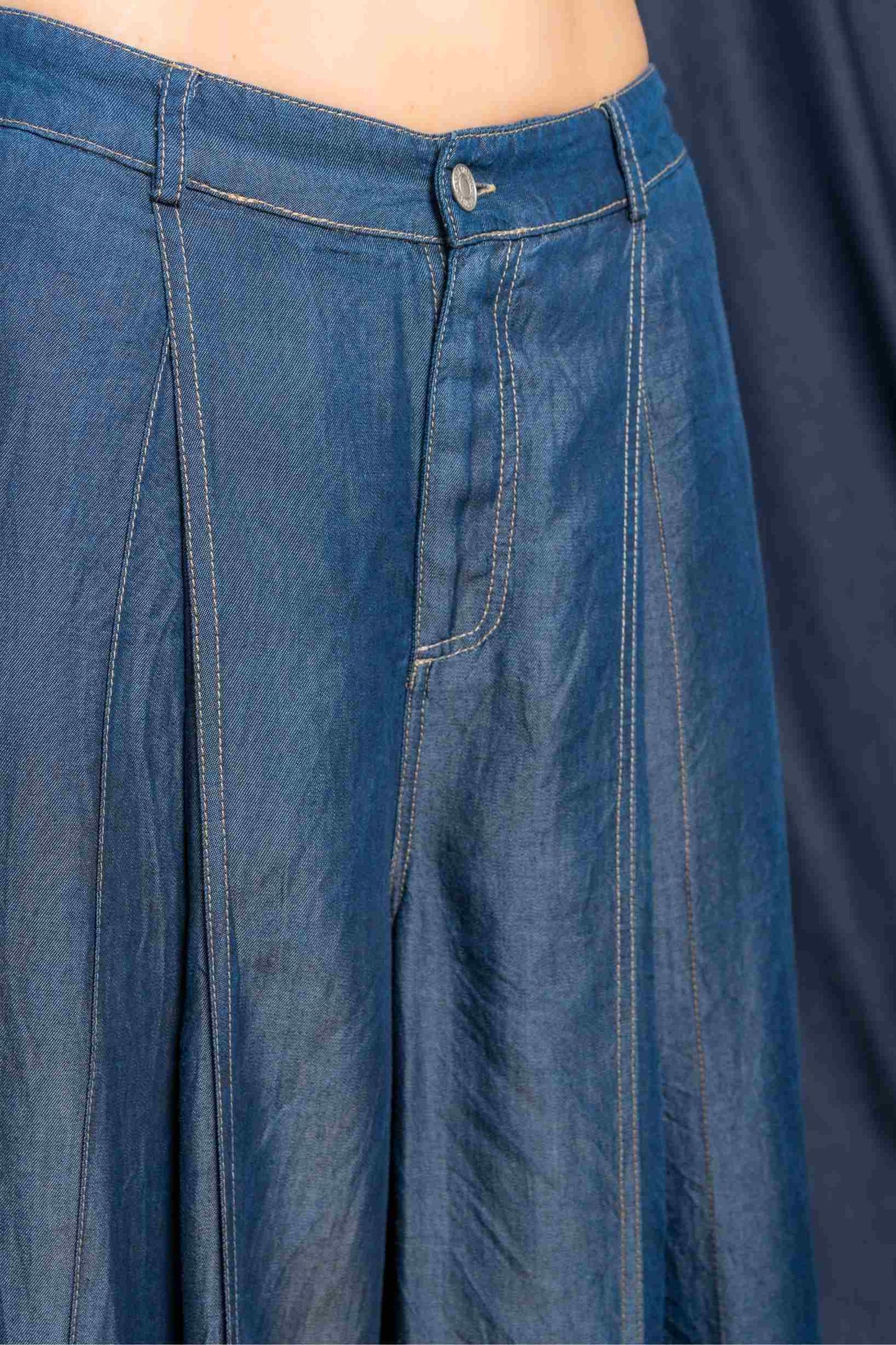 PANTALON WIDE LEG CHAMBRAY G-C 8048